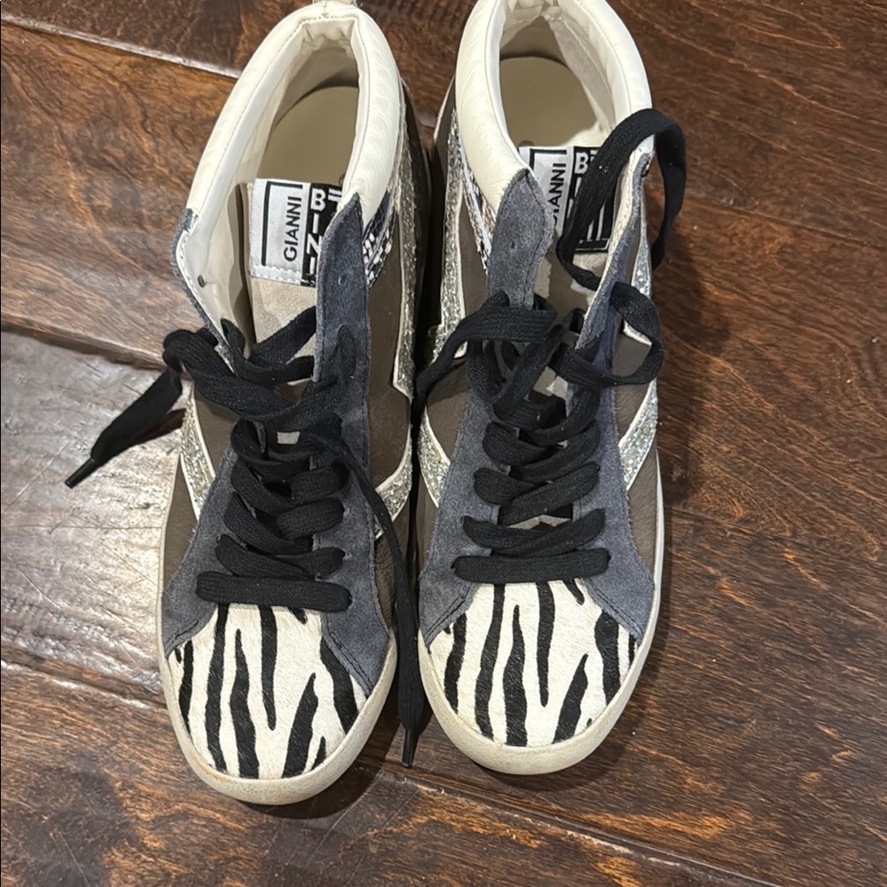 Gianni Bini Zebra Print Sneakers - Black and White